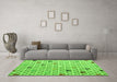 Machine Washable Abstract Green Modern Area Rugs in a Living Room,, wshabs4460grn