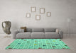 Machine Washable Abstract Turquoise Modern Area Rugs in a Living Room,, wshabs4460turq