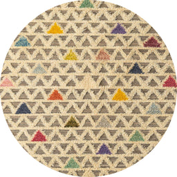Round Machine Washable Abstract Brown Gold Rug, wshabs4460