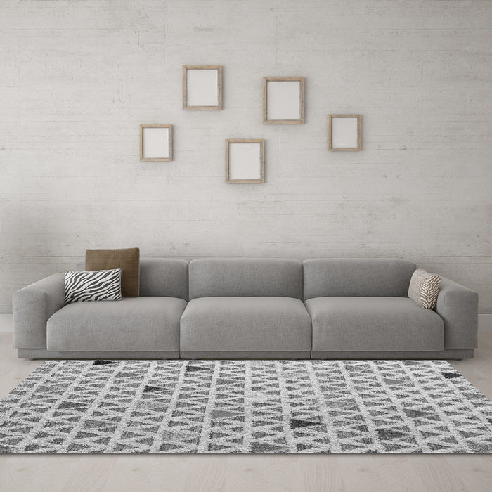 Machine Washable Abstract Gray Modern Rug in a Living Room,, wshabs4460gry