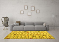 Machine Washable Abstract Yellow Modern Rug, wshabs4460yw