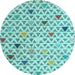 Round Machine Washable Abstract Light Blue Modern Rug, wshabs4460lblu