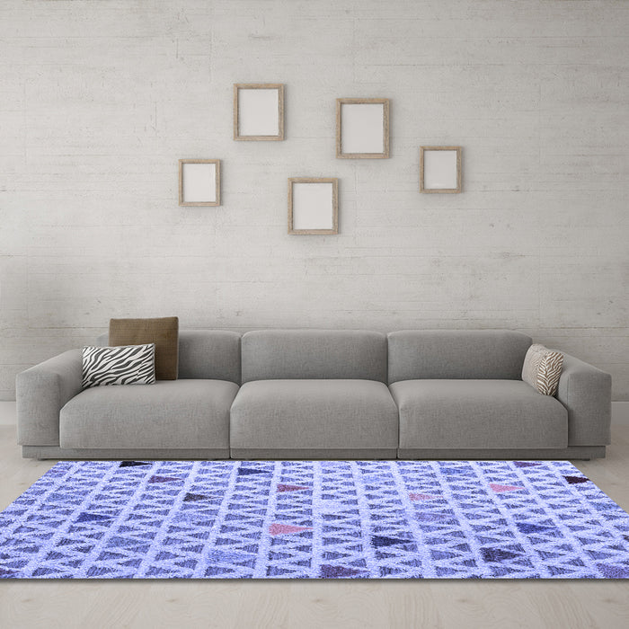 Machine Washable Abstract Blue Modern Rug in a Living Room, wshabs4460blu