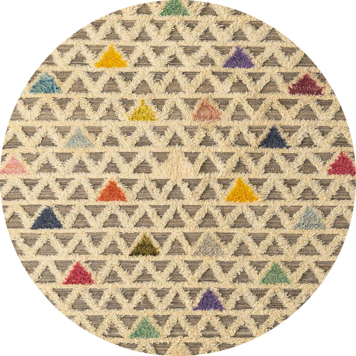 Round Abstract Brown Gold Modern Rug, abs4460