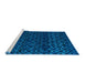 Sideview of Machine Washable Abstract Neon Blue Rug, wshabs4461