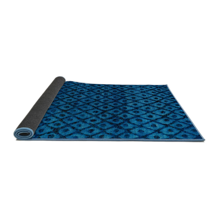 Sideview of Abstract Neon Blue Modern Rug, abs4461