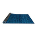 Sideview of Abstract Neon Blue Modern Rug, abs4461