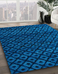 Abstract Neon Blue Modern Rug, abs4461