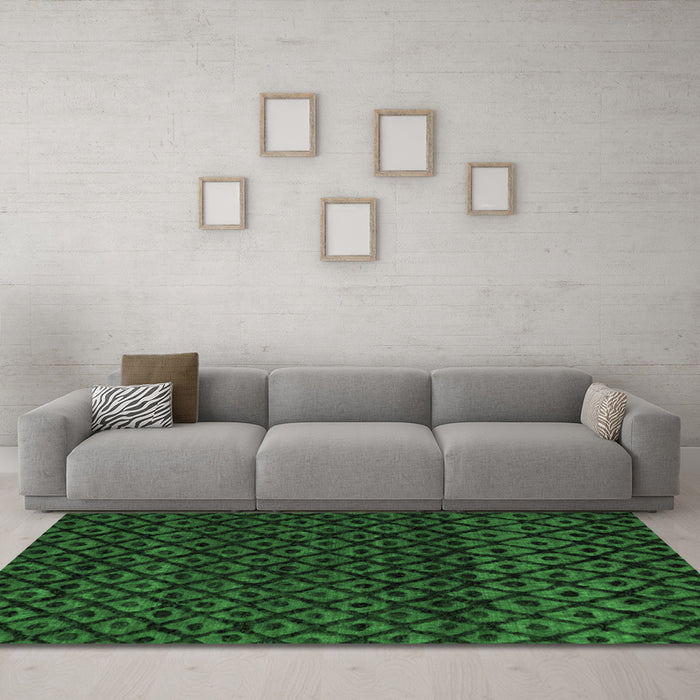Machine Washable Abstract Emerald Green Modern Area Rugs in a Living Room,, wshabs4461emgrn