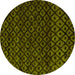 Round Abstract Yellow Modern Rug, abs4461yw