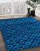 Abstract Neon Blue Modern Rug in Family Room, abs4461