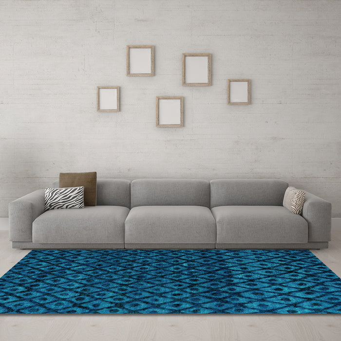 Machine Washable Abstract Turquoise Modern Area Rugs in a Living Room,, wshabs4461turq