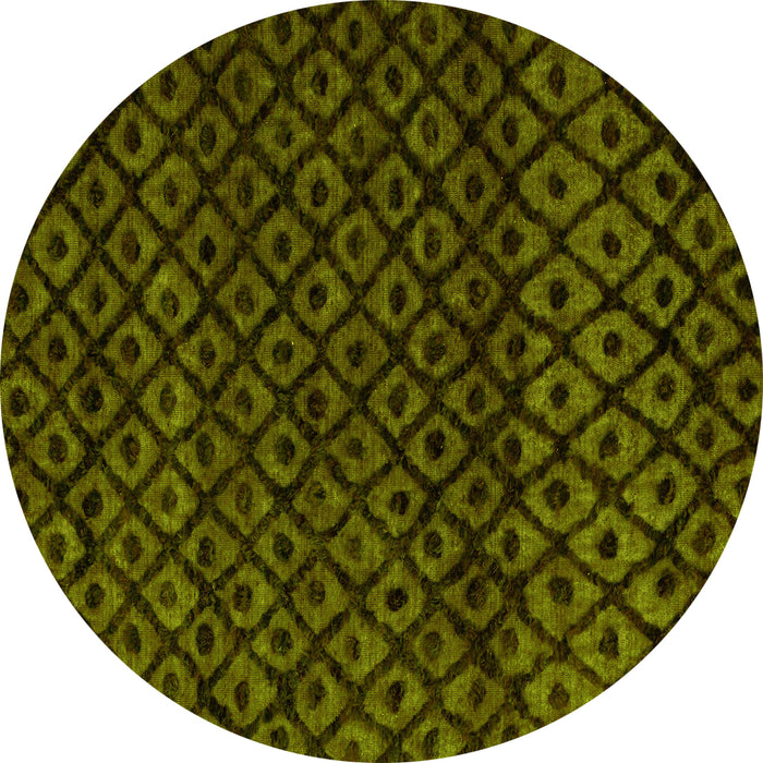 Round Machine Washable Abstract Yellow Modern Rug, wshabs4461yw