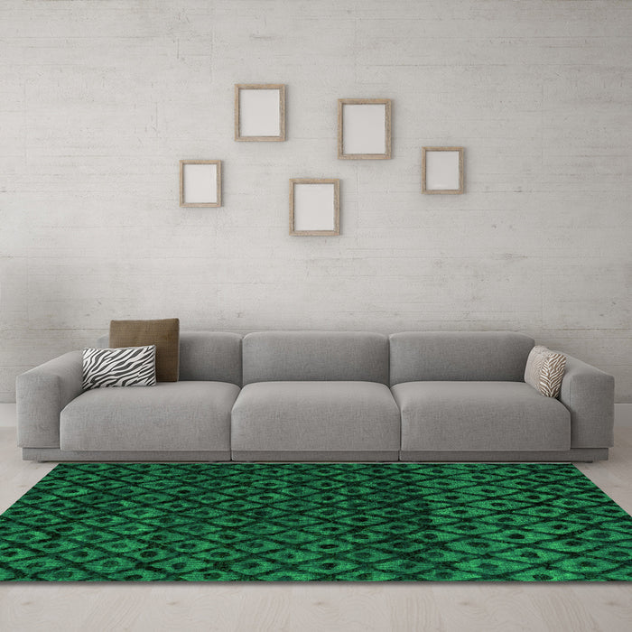 Machine Washable Abstract Green Modern Area Rugs in a Living Room,, wshabs4461grn