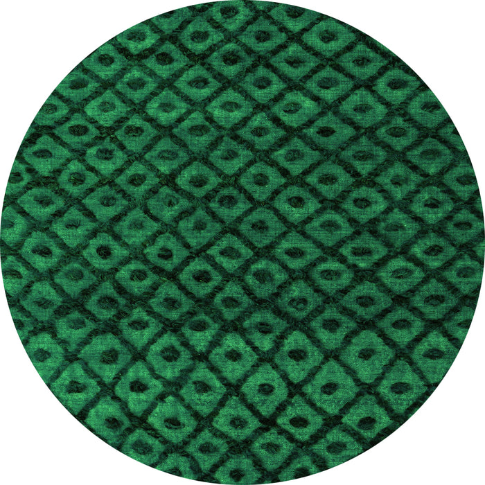 Round Machine Washable Abstract Green Modern Area Rugs, wshabs4461grn