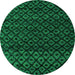 Round Machine Washable Abstract Green Modern Area Rugs, wshabs4461grn