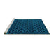 Sideview of Machine Washable Abstract Turquoise Modern Area Rugs, wshabs4461turq