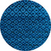 Round Abstract Neon Blue Modern Rug, abs4461