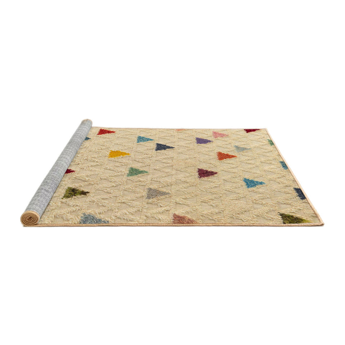 Sideview of Machine Washable Abstract Brown Gold Rug, wshabs4462