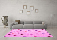 Machine Washable Solid Pink Modern Rug, wshabs4462pnk