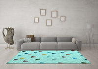 Machine Washable Solid Light Blue Modern Rug, wshabs4462lblu