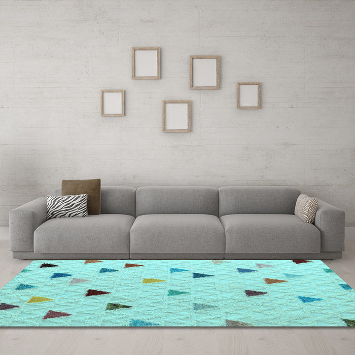 Machine Washable Solid Light Blue Modern Rug in a Living Room, wshabs4462lblu