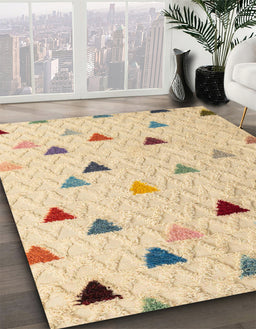 Abstract Brown Gold Solid Rug in Family Room, abs4462