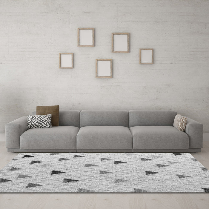 Machine Washable Solid Gray Modern Rug in a Living Room,, wshabs4462gry