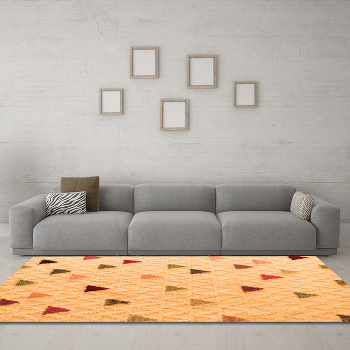 Machine Washable Solid Orange Modern Area Rugs in a Living Room, wshabs4462org