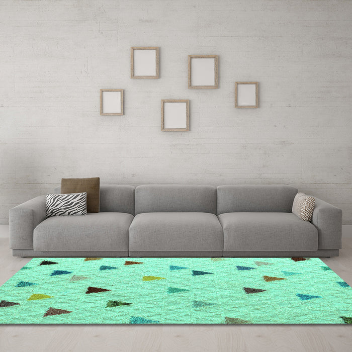 Machine Washable Solid Turquoise Modern Area Rugs in a Living Room,, wshabs4462turq