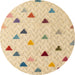 Round Abstract Brown Gold Solid Rug, abs4462