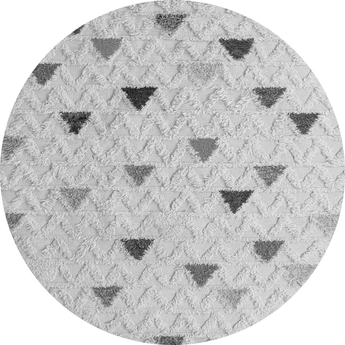 Round Machine Washable Solid Gray Modern Rug, wshabs4462gry