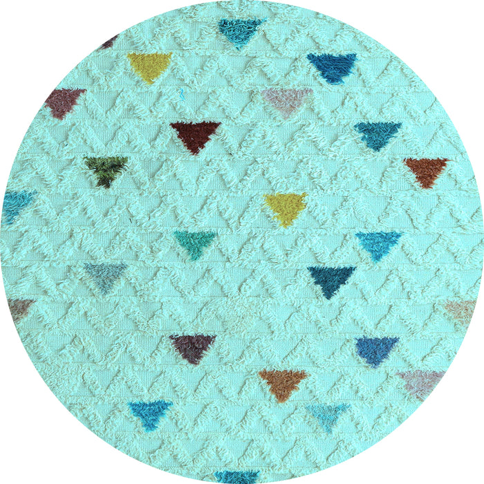 Round Machine Washable Solid Light Blue Modern Rug, wshabs4462lblu