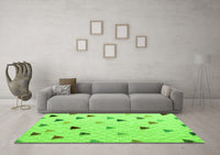 Machine Washable Solid Green Modern Rug, wshabs4462grn