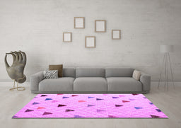 Machine Washable Solid Purple Modern Area Rugs in a Living Room, wshabs4462pur