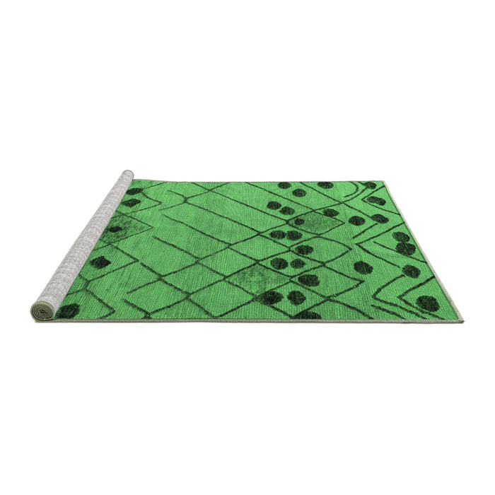 Sideview of Machine Washable Abstract Emerald Green Modern Area Rugs, wshabs4463emgrn