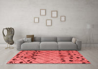 Machine Washable Abstract Red Modern Rug, wshabs4463red