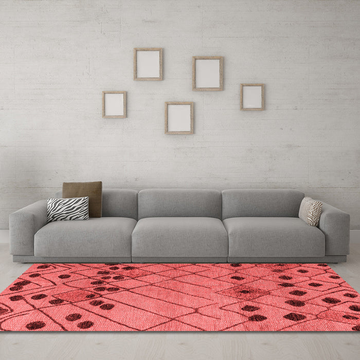 Modern Red Washable Rugs