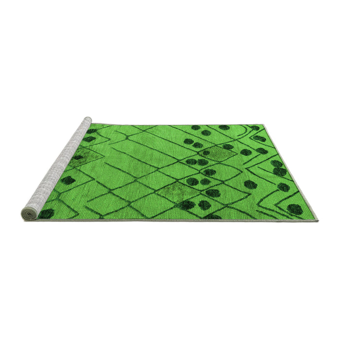 Sideview of Machine Washable Abstract Green Modern Area Rugs, wshabs4463grn
