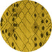 Round Machine Washable Abstract Yellow Modern Rug, wshabs4463yw