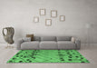 Machine Washable Abstract Emerald Green Modern Area Rugs in a Living Room,, wshabs4463emgrn