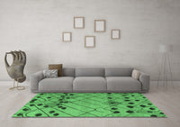 Machine Washable Abstract Emerald Green Modern Rug, wshabs4463emgrn