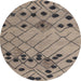 Round Abstract Coffee Brown Modern Rug, abs4463