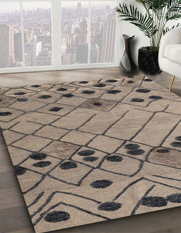 Machine Washable Abstract Coffee Brown Rug in a Family Room, wshabs4463