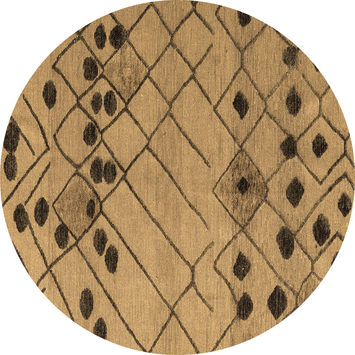 Round Machine Washable Abstract Brown Modern Rug, wshabs4463brn