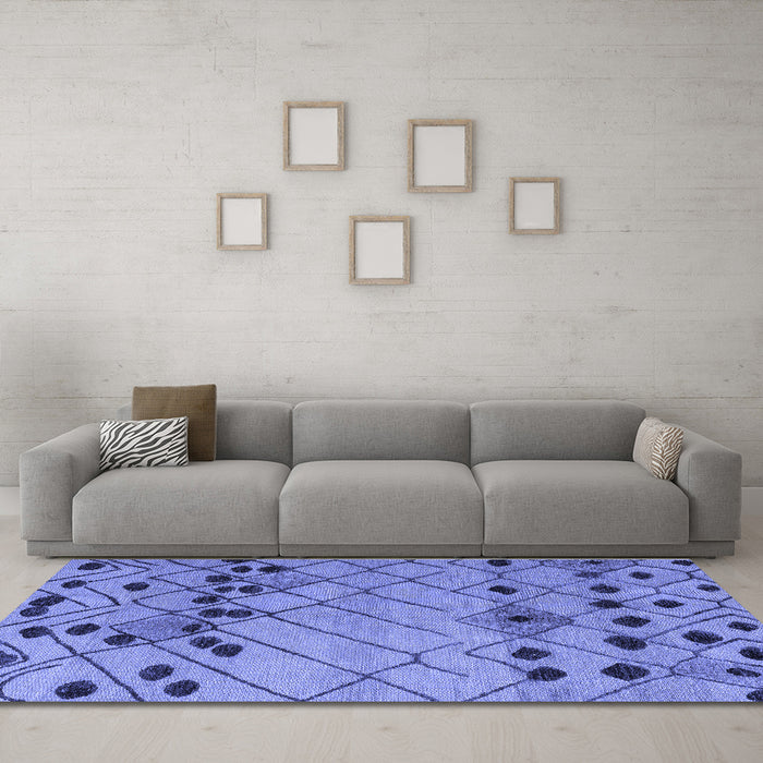 Machine Washable Abstract Blue Modern Rug in a Living Room, wshabs4463blu