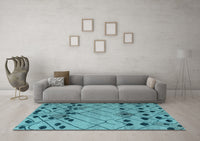 Machine Washable Abstract Light Blue Modern Rug, wshabs4463lblu