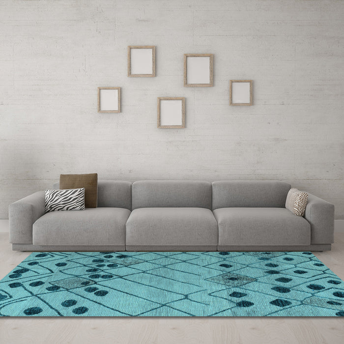 Machine Washable Abstract Light Blue Modern Rug in a Living Room, wshabs4463lblu
