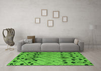 Machine Washable Abstract Green Modern Rug, wshabs4463grn