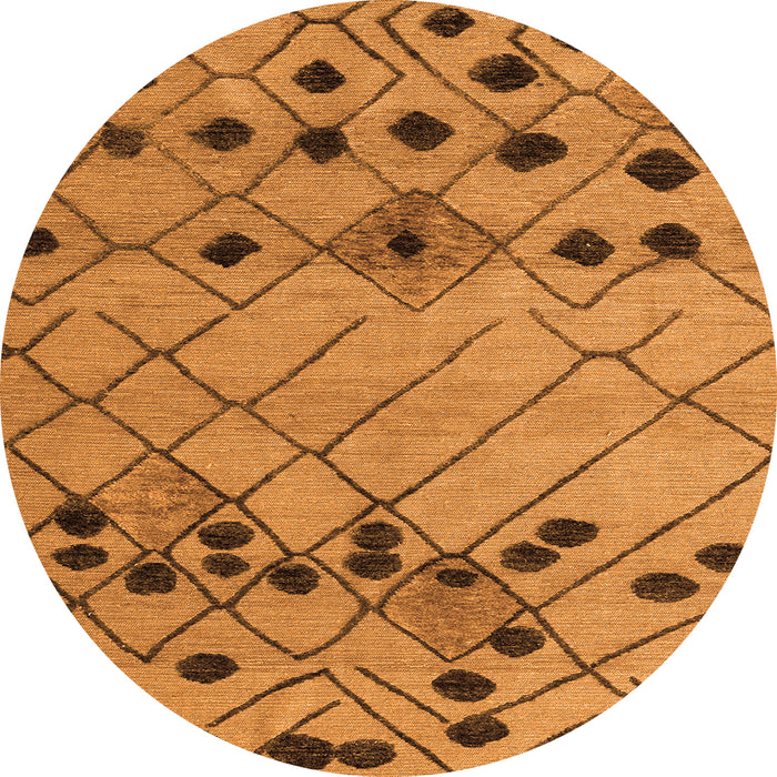 Round Abstract Orange Modern Rug, abs4463org